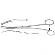 Bozemann-Douglas Sponge Holding Forcep Curved S Shaped - One Large Ring Stainless Steel, 26 cm - 10 1/4"